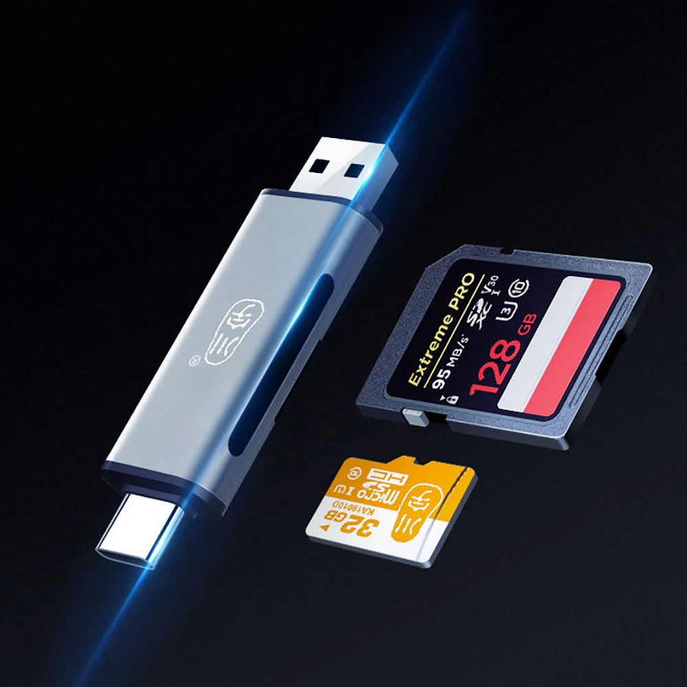 川宇 USB3.0 + USB-C 雙頭高速讀卡器 (附收納盒)
