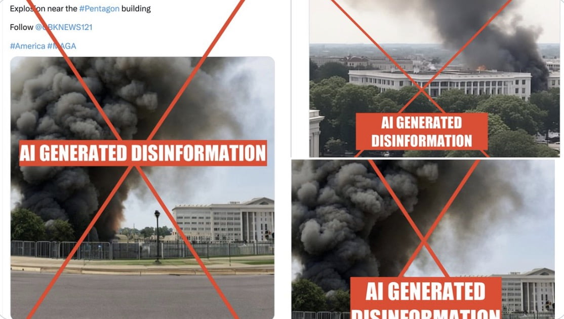 AI 做的五角大廈爆炸畫面 Tweet，引發股市短暫恐慌
