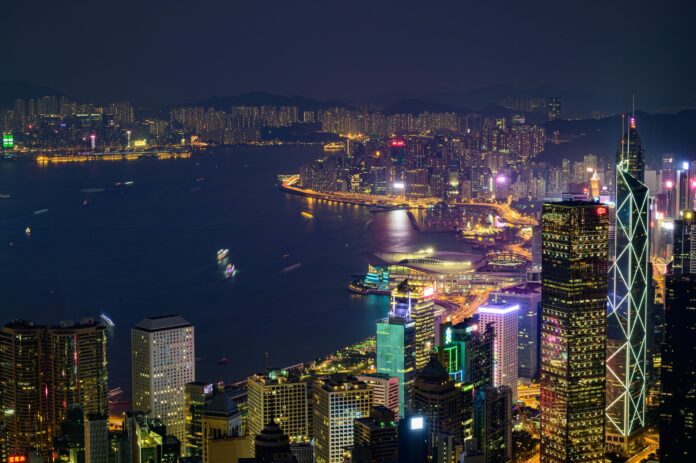 photo of hong kong skyline at night