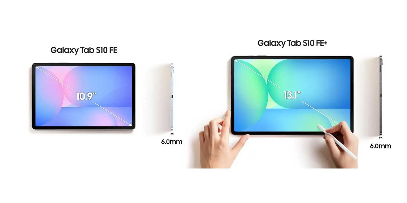 Samsung Galaxy Tab S10 FE 和 FE+ 的螢幕尺寸及厚度確認資訊洩漏