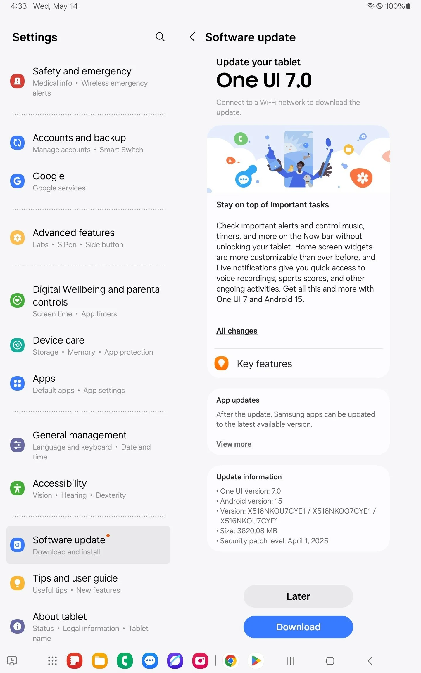 Samsung Galaxy Tab S9 FE 系列獲得 One UI 7.0 更新