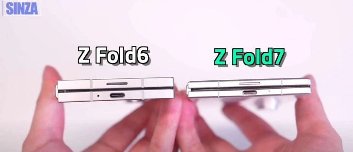 Samsung Galaxy Z Fold7 側視圖與 Z Fold6 比較分析
