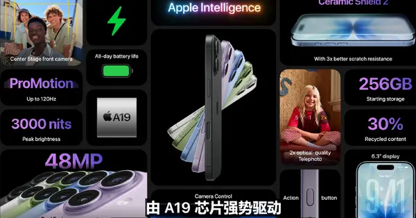 Apple 正式發佈 iPhone 17 標準版機型 配備 ProMotion 技術及4800萬像素攝影系統