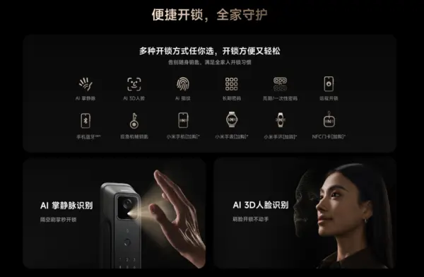 小米智能門鎖4 Pro雙攝版開啟預售 具12種解鎖方式及長效續航
