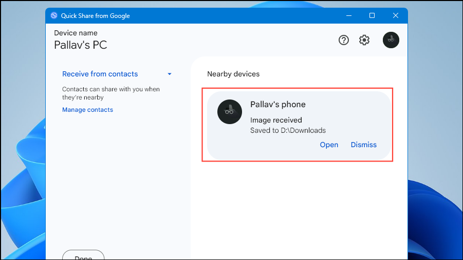 File Received Notification