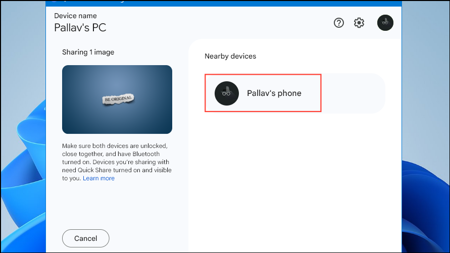 Selecting Android Device