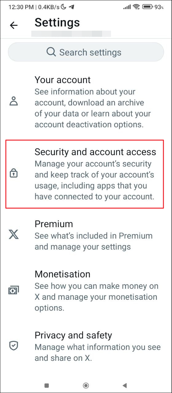 Security settings