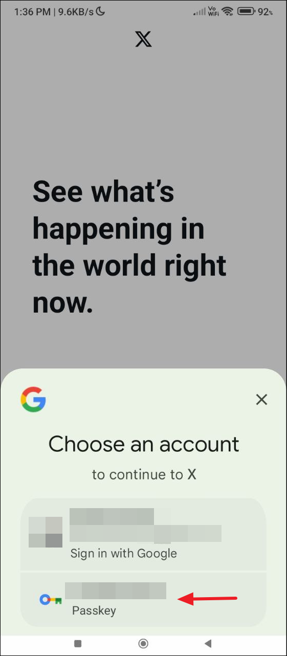 Passkey login options