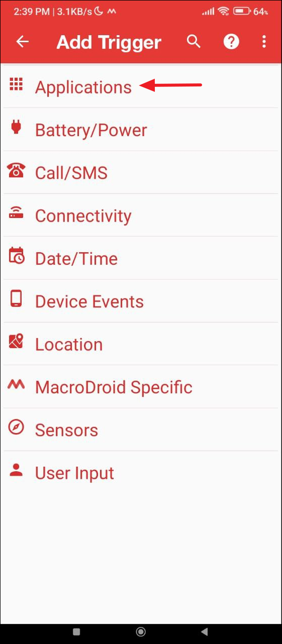 MacroDroid Application Trigger