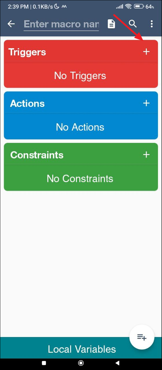 MacroDroid Trigger Screen