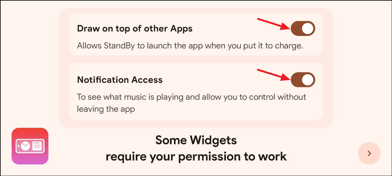Granting permissions in the app