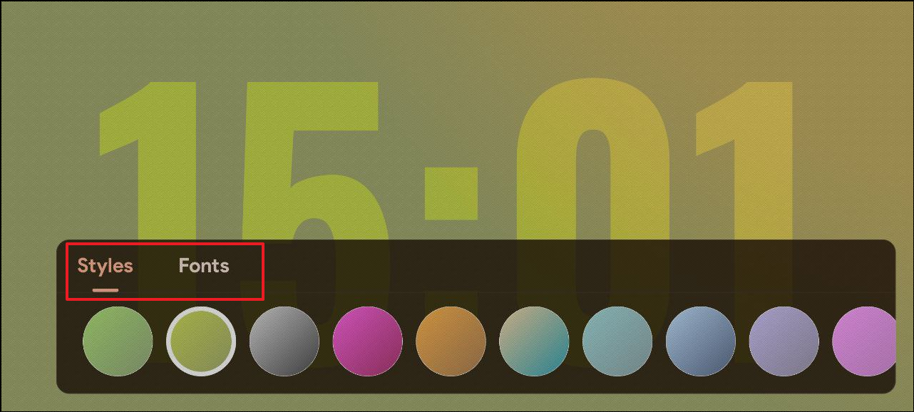 Customizing the clock widget in the app