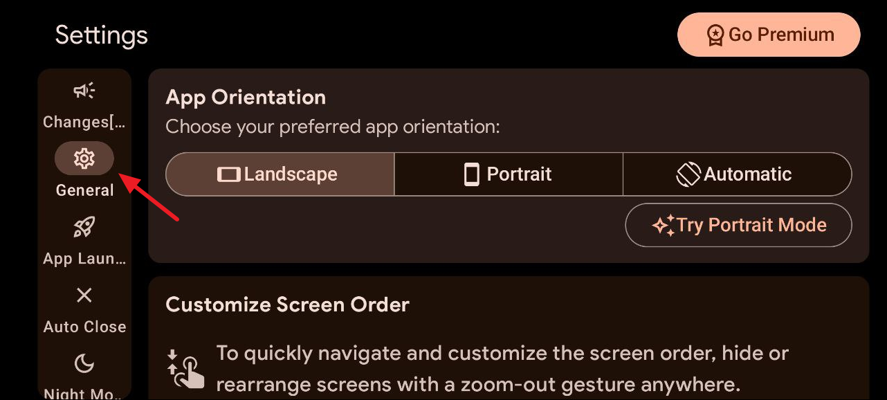 General Settings page
