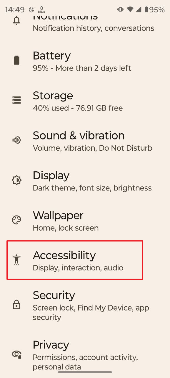 設置 TalkBack 的界面