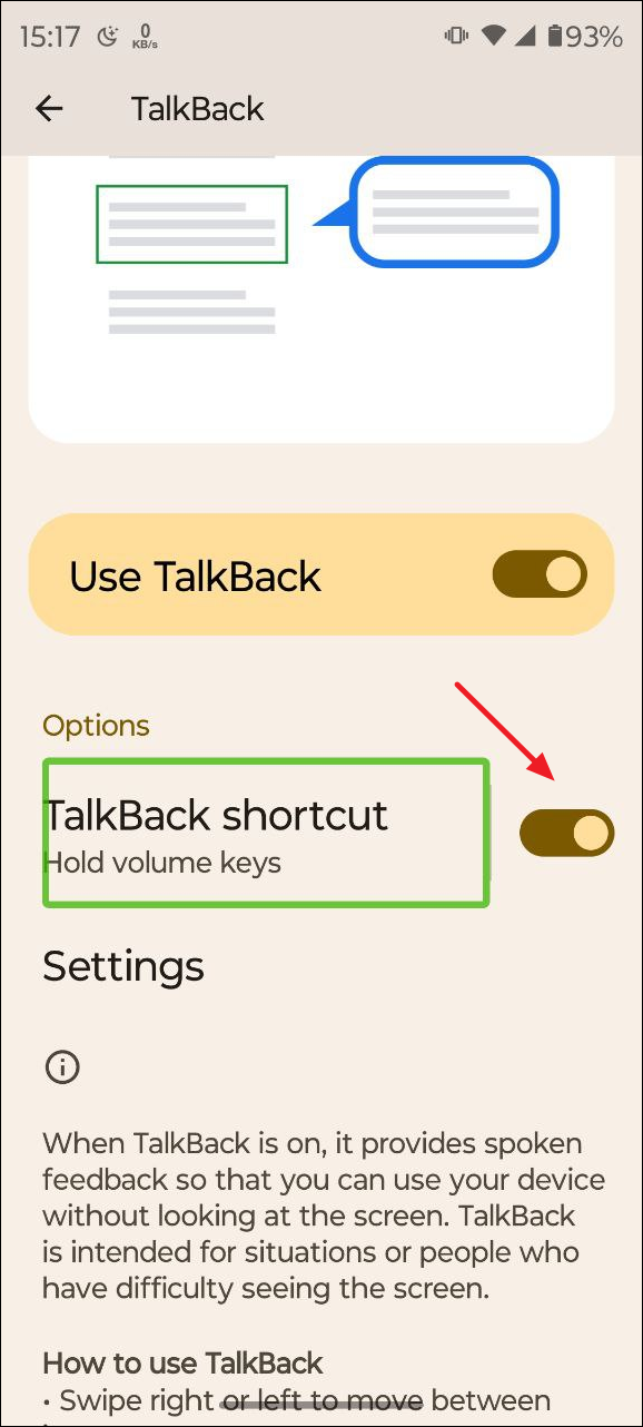 設置 TalkBack 快捷方式