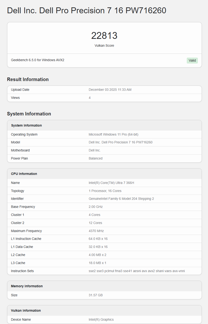 Intel 酷睿 Ultra 7 366H 跑分超越 GTX 1050 Ti 集顯性能曝光