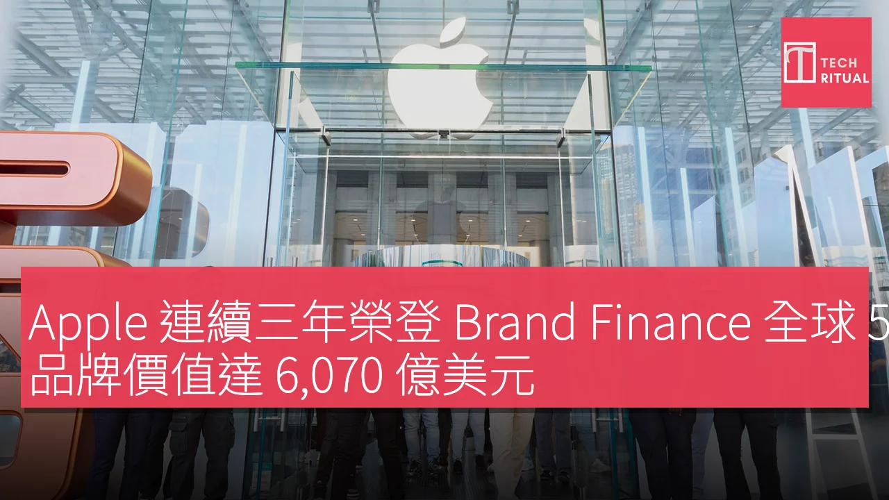 Apple 連續三年榮登 Brand Finance 全球 500 最具價值品牌，品牌價值達 6,070 億美元