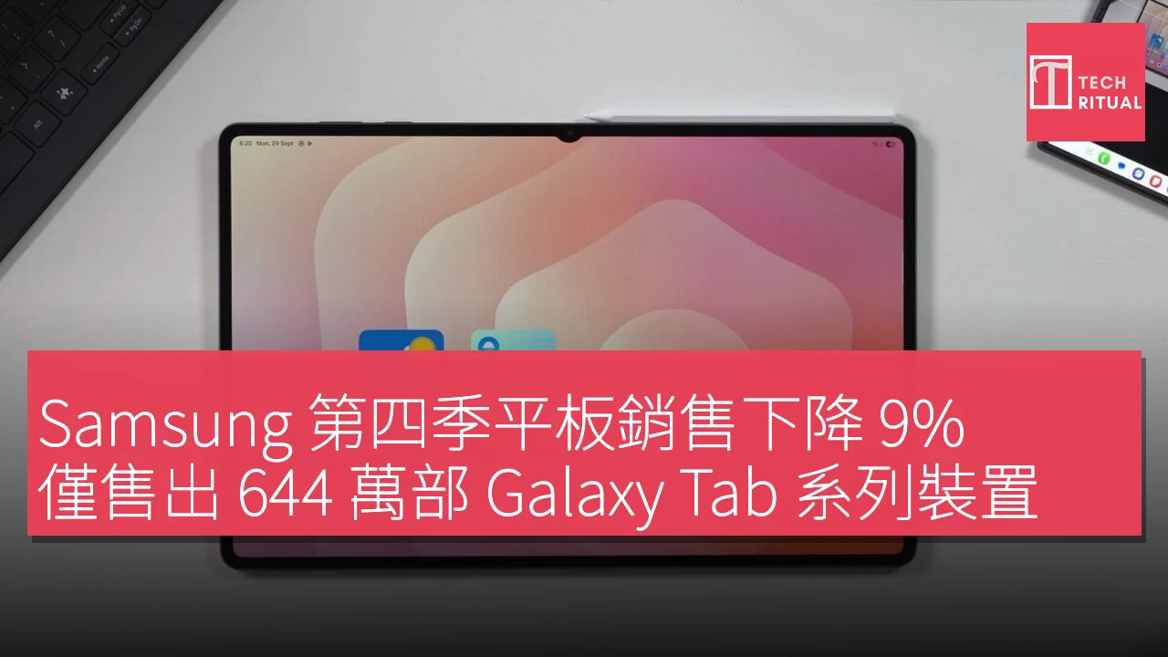 Samsung 第四季平板銷售下降 9%，僅售出 644 萬部 Galaxy Tab 系列裝置
