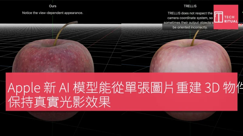 Apple 新 AI 模型能從單張圖片重建 3D 物件，保持真實光影效果