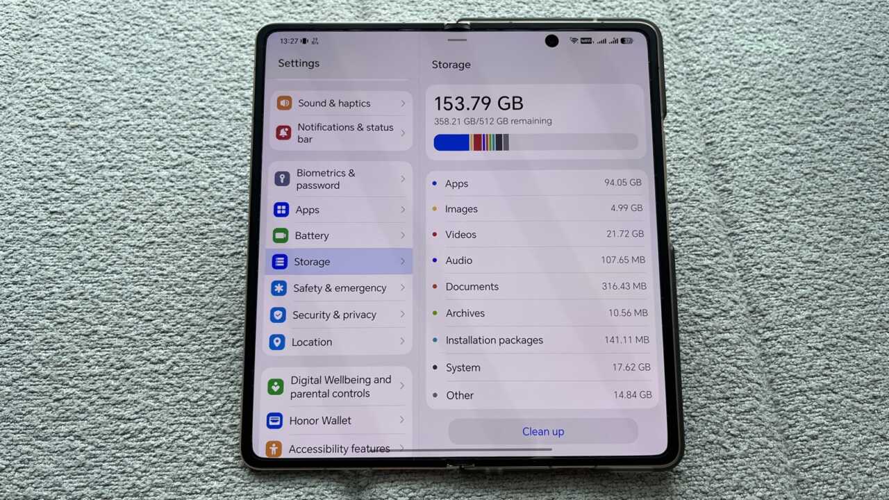 512GB 版儲存分布,用咗約 153.79GB 仲有 358GB 可用