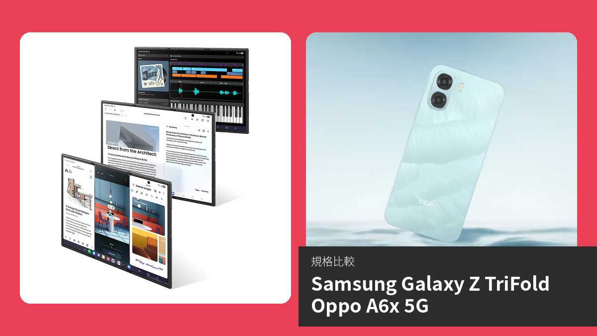 【手機比較】Samsung Galaxy Z TriFold 與 Oppo A6x 5G:規格表、效能、攝影功能