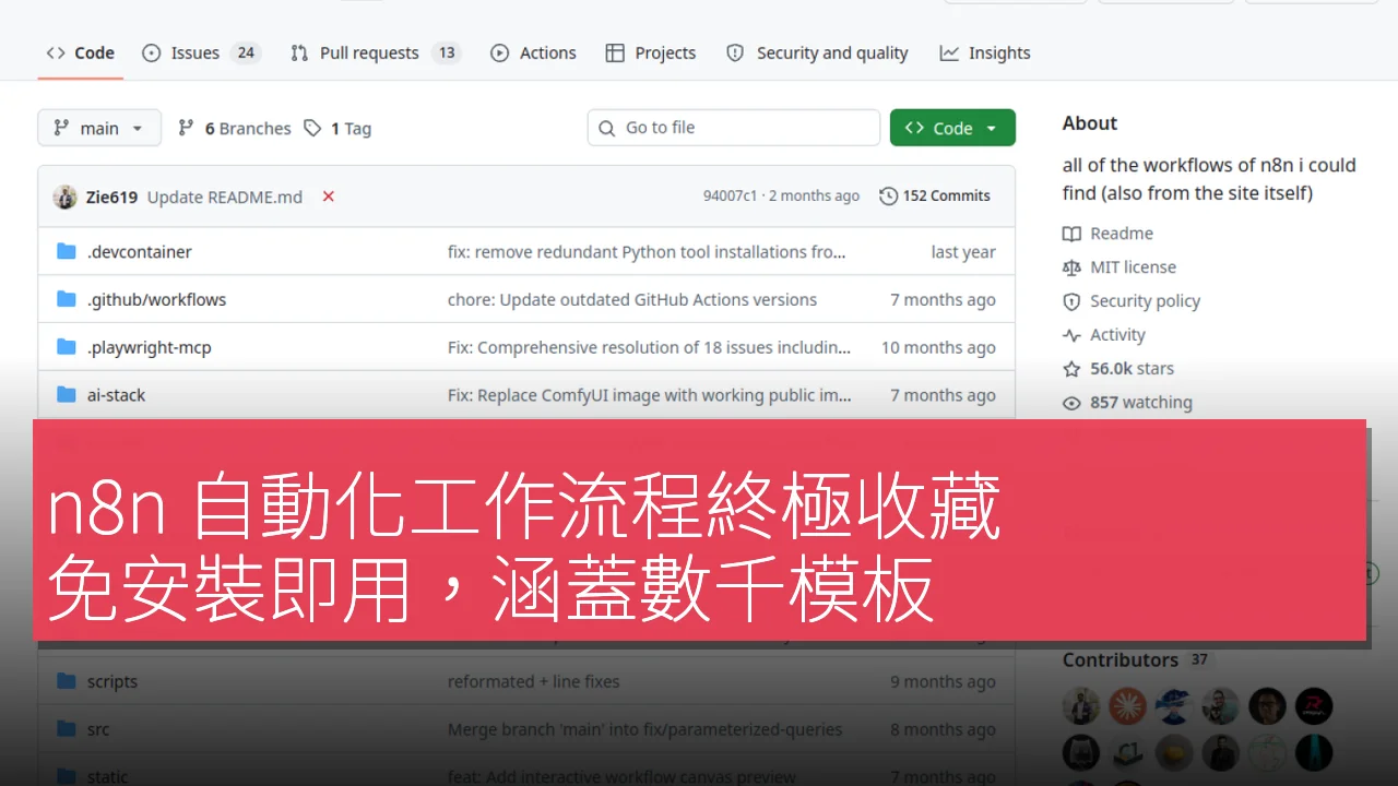 n8n 自動化工作流程終極收藏：免安裝即用，涵蓋數千模板