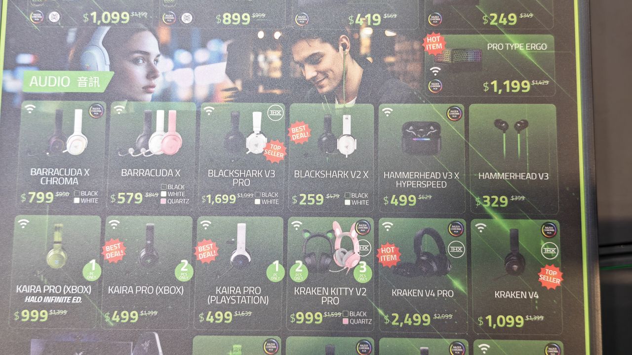 Razer Barracuda、BlackShark、Hammerhead耳機優惠展板
