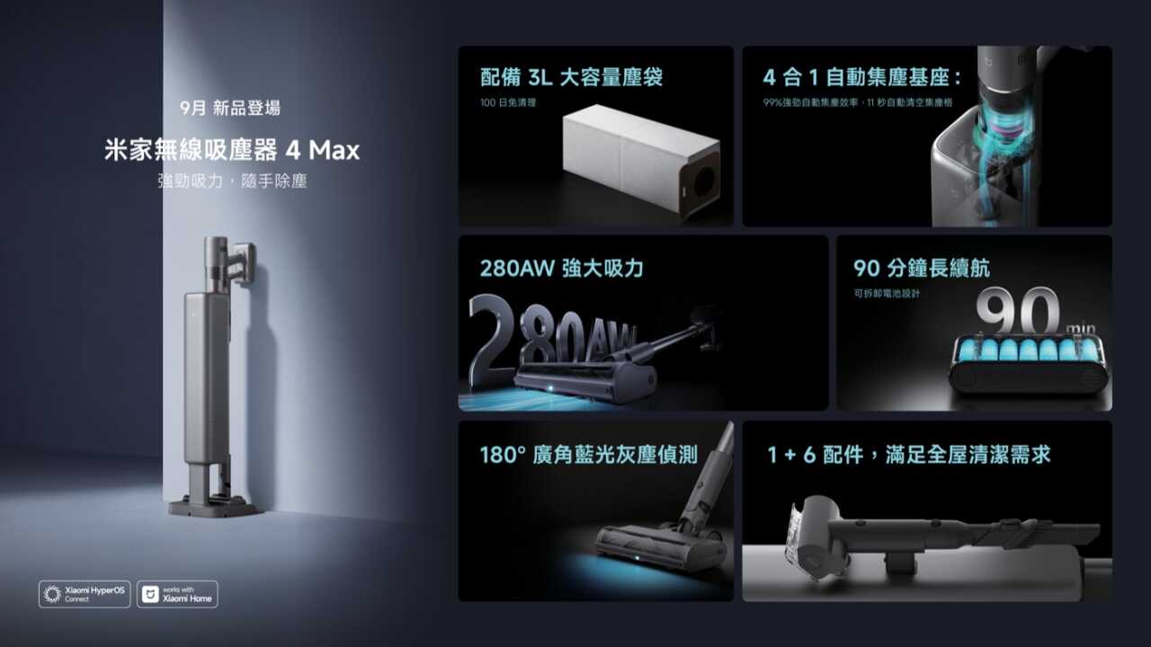 小米 米家無線吸塵器 4 Max 官方重點一覽