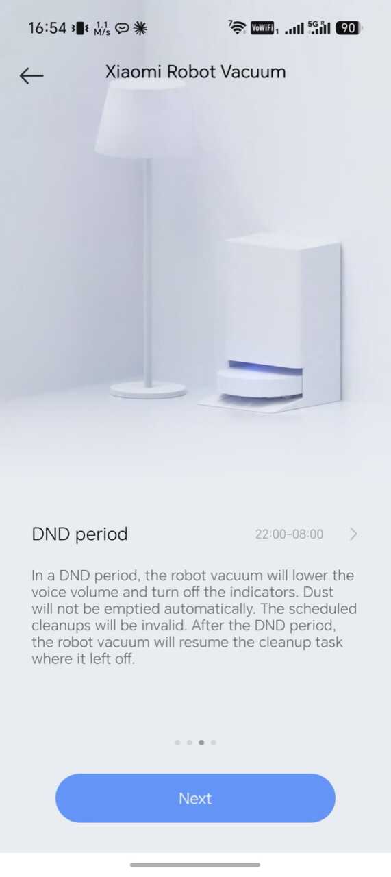 Xiaomi 掃拖機器人 6 Max - 勿擾時段預設 22:00–08:00,呢段時間唔會自動集塵嘈醒屋企人