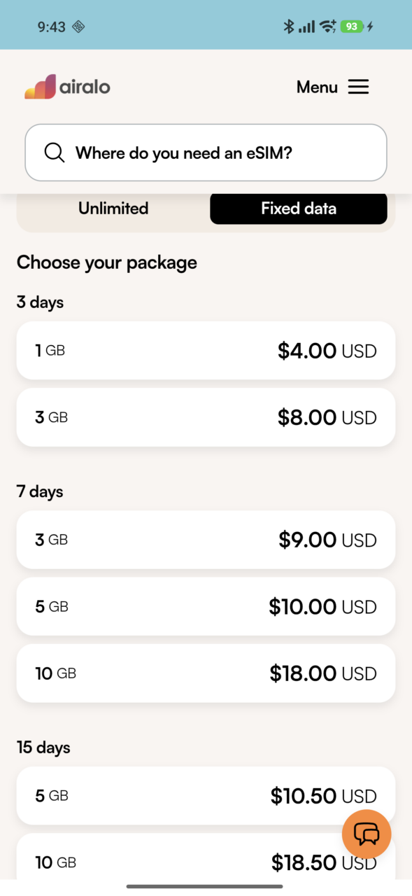 Airalo 7 日 3GB 總量 實拍,US$9